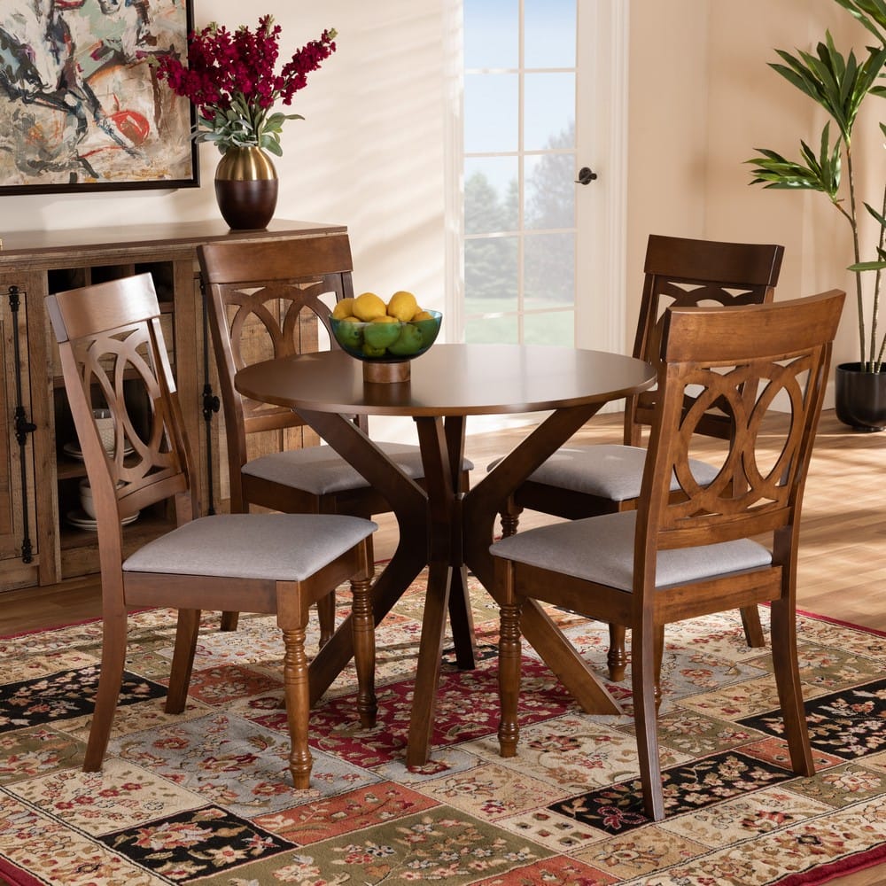 Baxton Studio - Jessie Dining Set in Grey/Walnut - Jessie-Grey/Walnut-5PC Dining Set view 7
