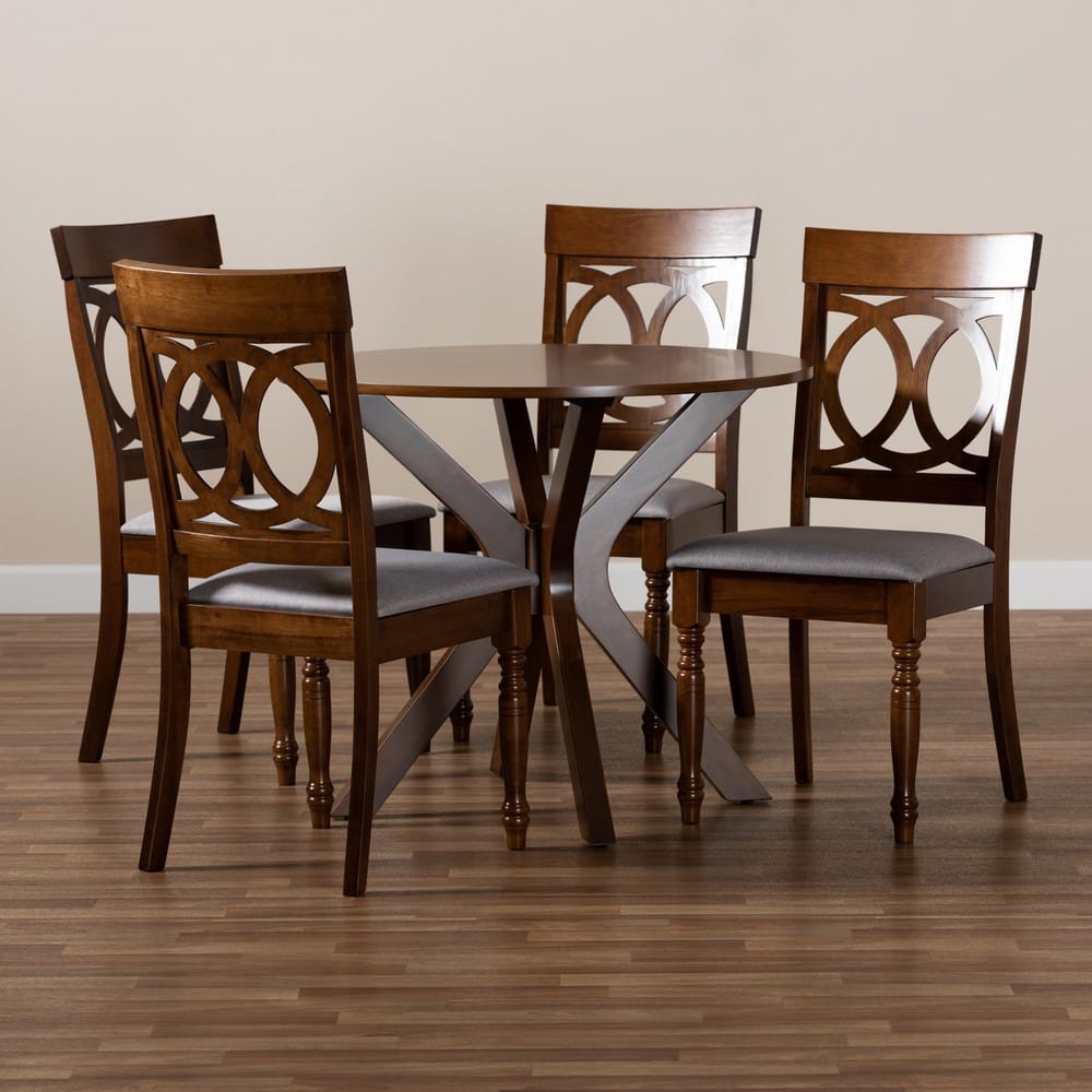 Baxton Studio - Jessie Dining Set in Grey/Walnut - Jessie-Grey/Walnut-5PC Dining Set view 8