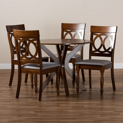 Baxton Studio - Jessie Dining Set in Grey/Walnut - Jessie-Grey/Walnut-5PC Dining Set view 8