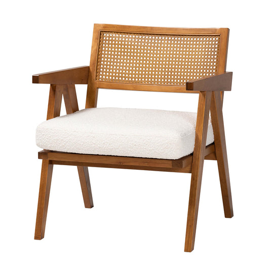 Baxton Studio - Jetsam Arm Chair in Cream/Walnut Brown - BBT5486-Maya/Cream/Walnut-CC view 1