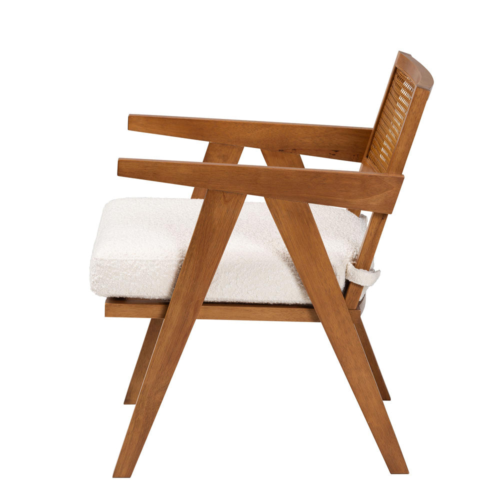 Baxton Studio - Jetsam Arm Chair in Cream/Walnut Brown - BBT5486-Maya/Cream/Walnut-CC view 3