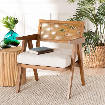 Baxton Studio - Jetsam Arm Chair in Cream/Walnut Brown - BBT5486-Maya/Cream/Walnut-CC view 8