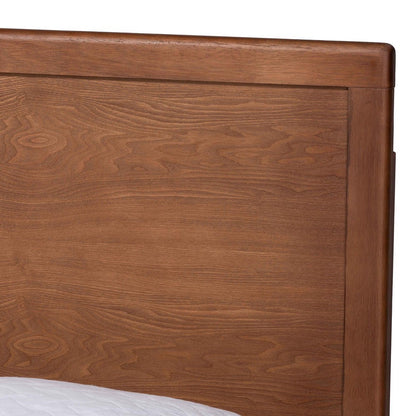 Baxton Studio - Jiro Queen Size Bed in Ash Walnut - Jiro-Ash Walnut-Queen view 4