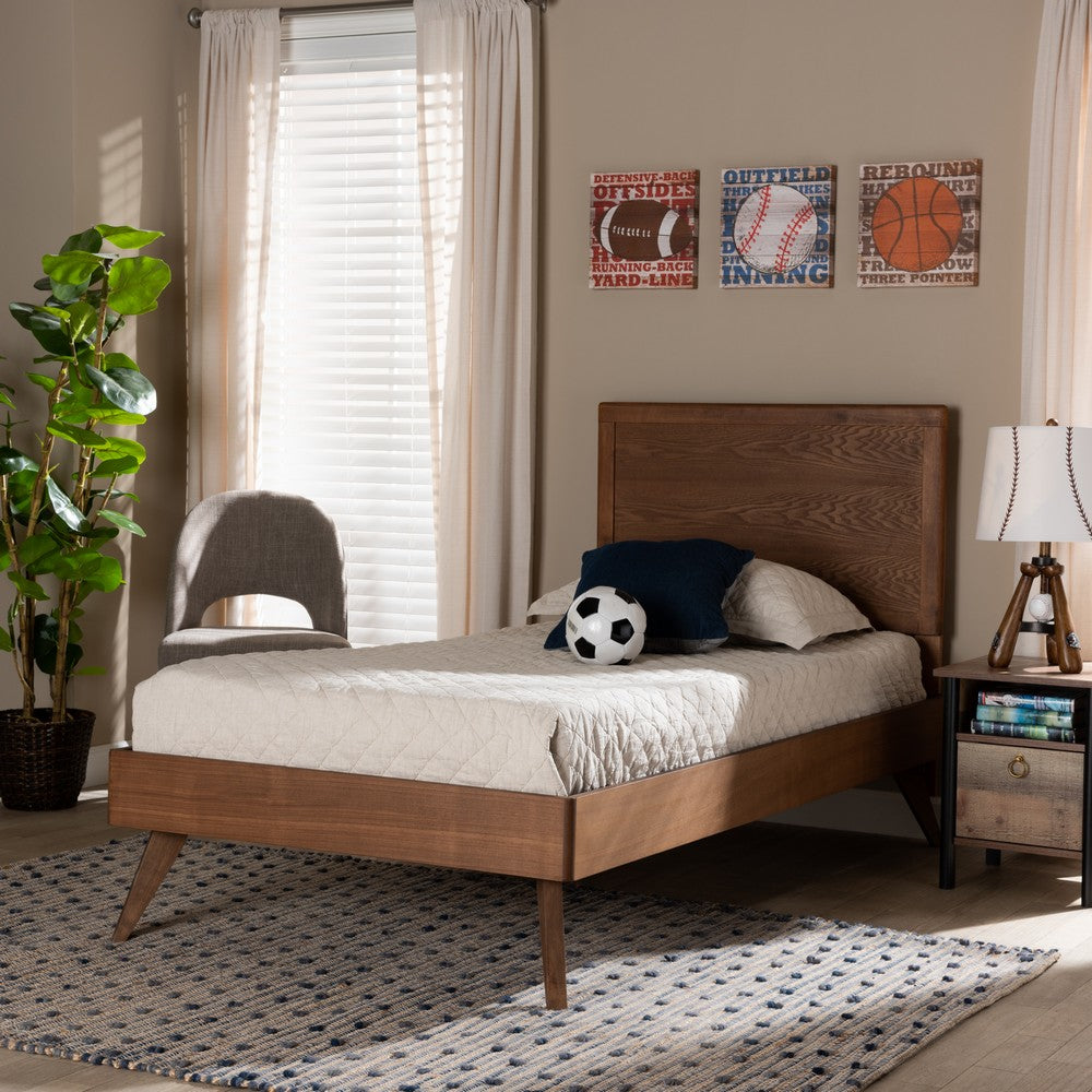 Baxton Studio - Jiro Twin Size Bed in Walnut Brown - Jiro-Ash Walnut-Twin view 6
