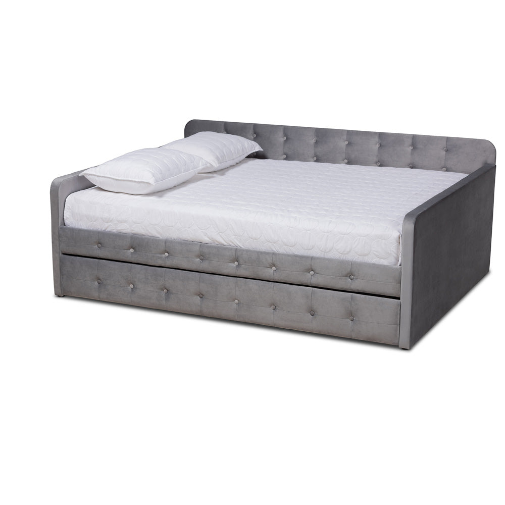Baxton Studio - Jona Full Size Daybed with Trundle in Grey - CF9183-Grey-Daybed-F/T view 1