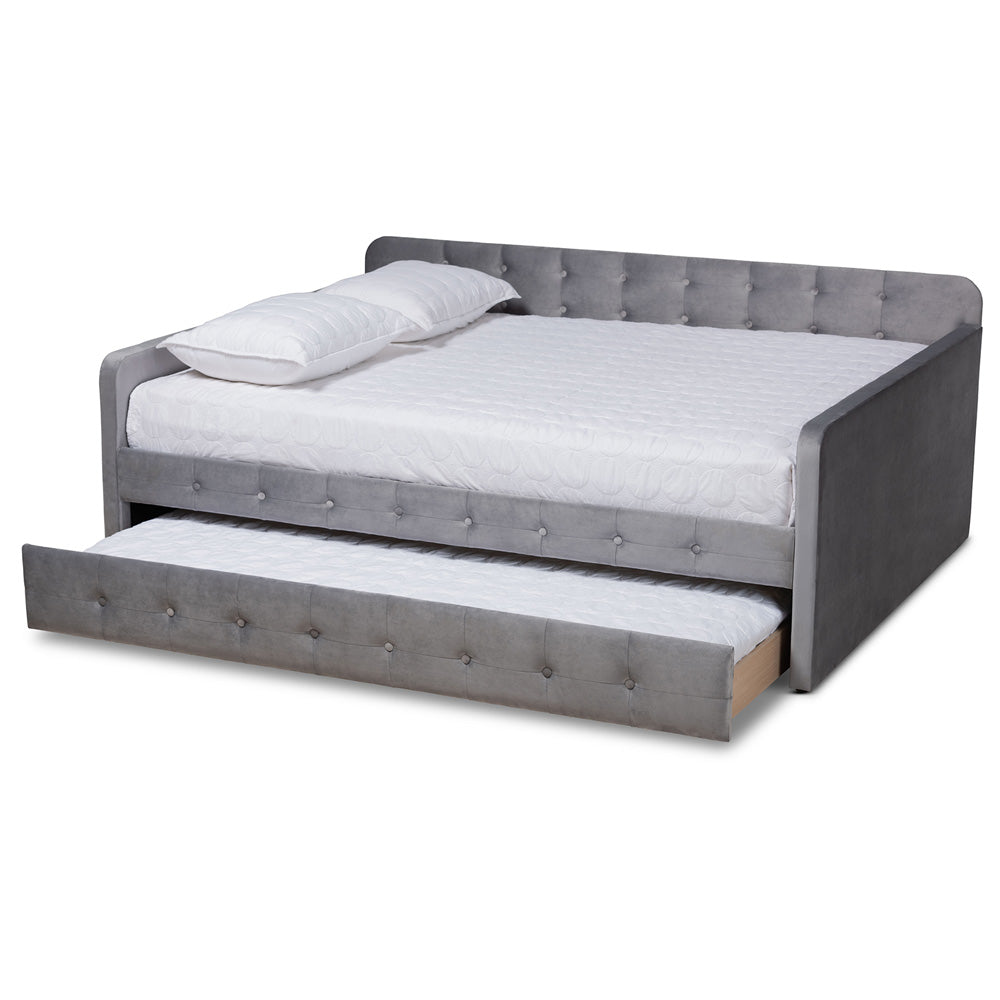 Baxton Studio - Jona Full Size Daybed with Trundle in Grey - CF9183-Grey-Daybed-F/T view 2