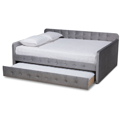 Baxton Studio - Jona Full Size Daybed with Trundle in Grey - CF9183-Grey-Daybed-F/T view 2