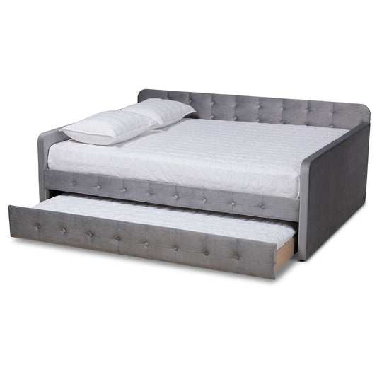 Baxton Studio - Jona Full Size Daybed with Trundle in Grey - CF9183-Grey-Daybed-F/T view 2