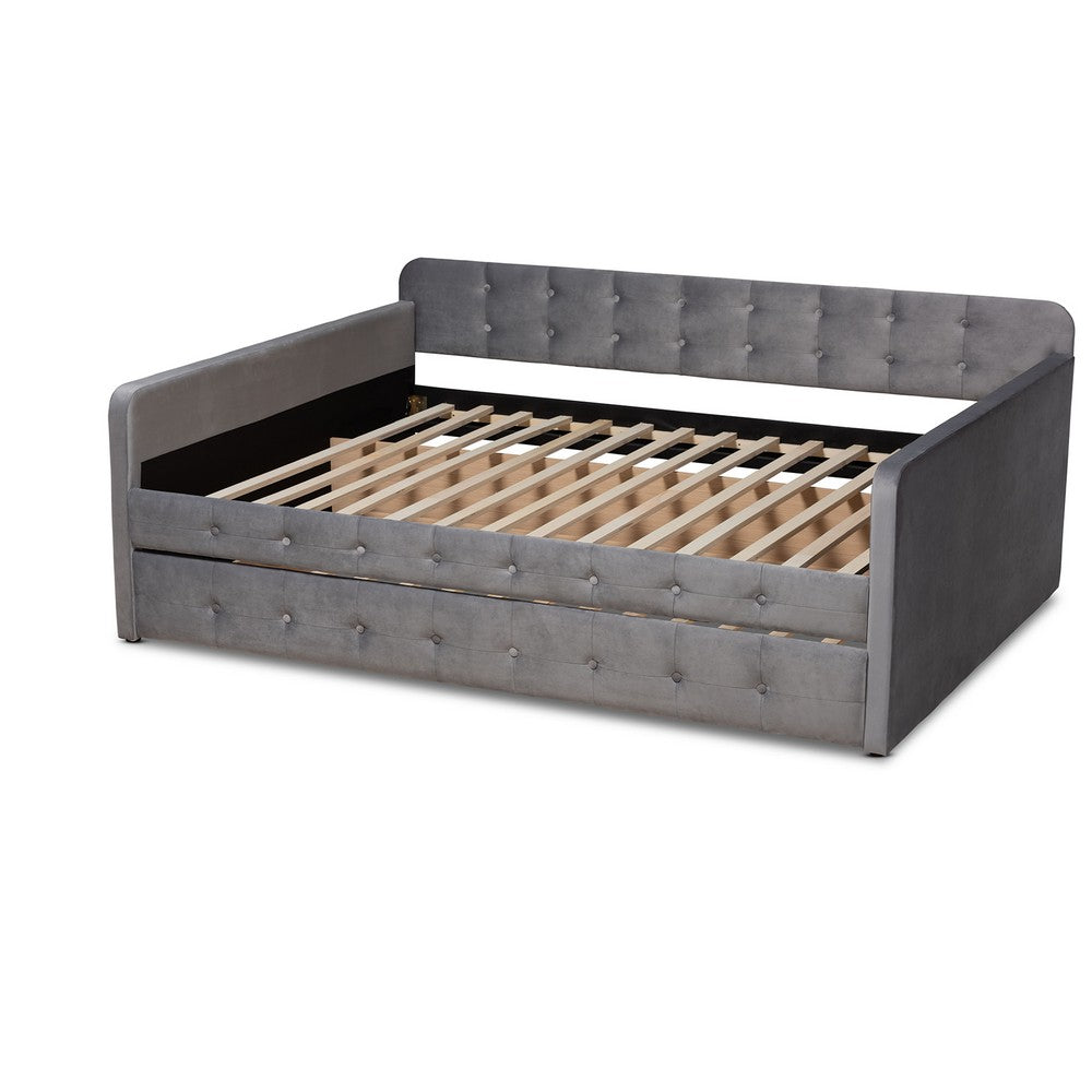 Baxton Studio - Jona Full Size Daybed with Trundle in Grey - CF9183-Grey-Daybed-F/T view 4
