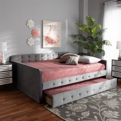 Baxton Studio - Jona Full Size Daybed with Trundle in Grey - CF9183-Grey-Daybed-F/T view 8