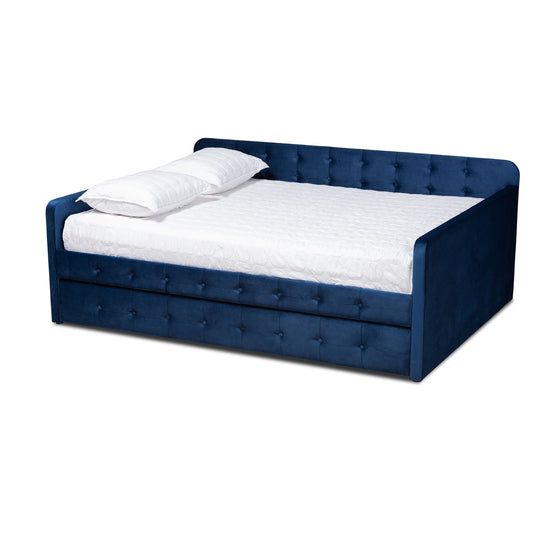 Baxton Studio - Jona Full Size Daybed with Trundle in Navy Blue - CF9183-Navy Blue-Daybed-F/T view 1