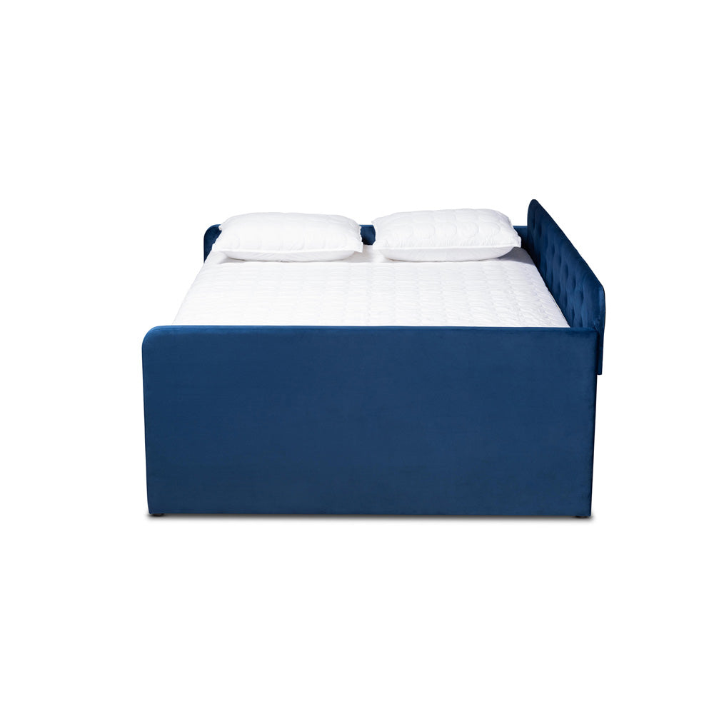 Baxton Studio - Jona Full Size Daybed with Trundle in Navy Blue - CF9183-Navy Blue-Daybed-F/T view 3