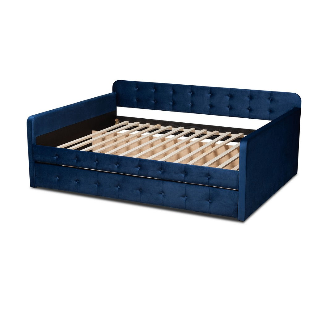 Baxton Studio - Jona Full Size Daybed with Trundle in Navy Blue - CF9183-Navy Blue-Daybed-F/T view 4