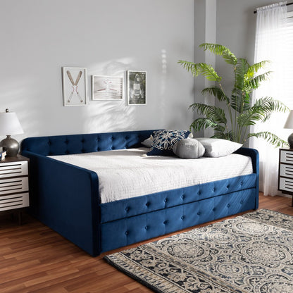 Baxton Studio - Jona Full Size Daybed with Trundle in Navy Blue - CF9183-Navy Blue-Daybed-F/T view 7