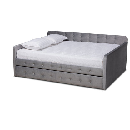 Baxton Studio - Jona Queen Size Daybed with Trundle in Grey - CF9183-Grey-Daybed-Q/T view 1