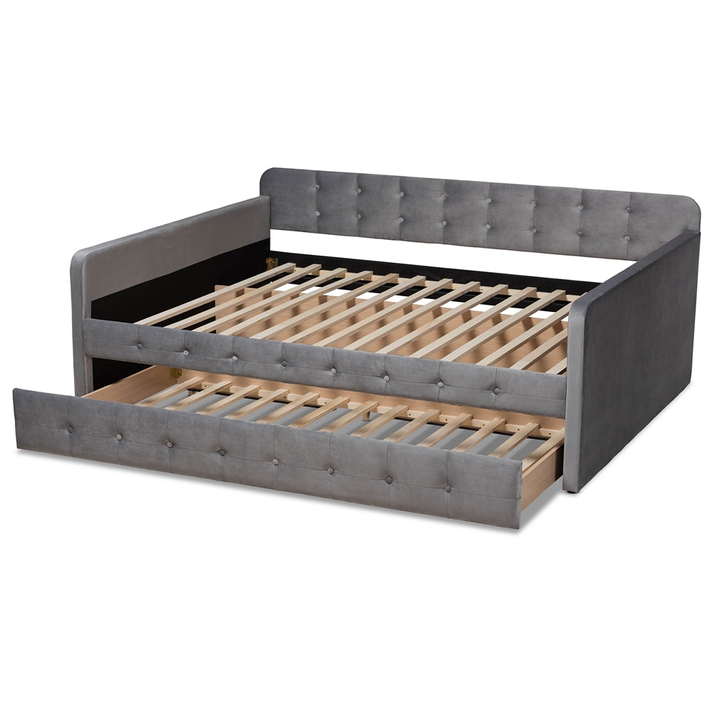 Baxton Studio - Jona Queen Size Daybed with Trundle in Grey - CF9183-Grey-Daybed-Q/T view 5