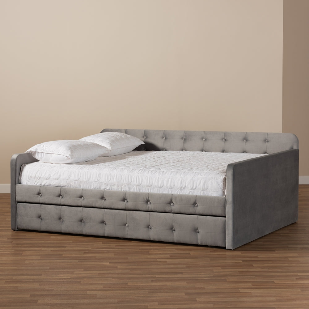 Baxton Studio - Jona Queen Size Daybed with Trundle in Grey - CF9183-Grey-Daybed-Q/T view 7