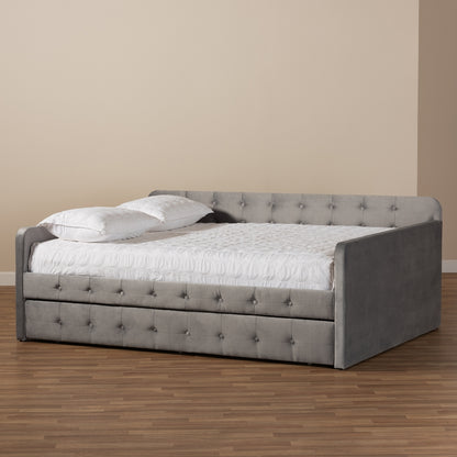 Baxton Studio - Jona Queen Size Daybed with Trundle in Grey - CF9183-Grey-Daybed-Q/T view 7