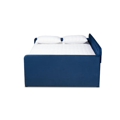 Baxton Studio - Jona Queen Size Daybed with Trundle in Navy Blue - CF9183-Navy Blue-Daybed-Q/T view 3