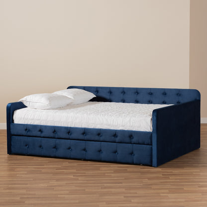 Baxton Studio - Jona Queen Size Daybed with Trundle in Navy Blue - CF9183-Navy Blue-Daybed-Q/T view 7
