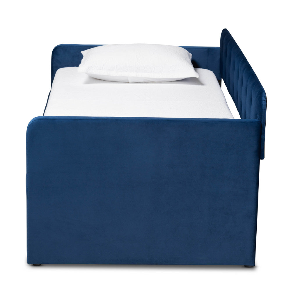 Baxton Studio - Jona Twin Size Daybed with Trundle in Navy Blue - CF9183-Navy Blue-Daybed-T/T view 3