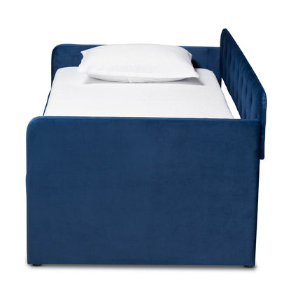 Baxton Studio - Jona Twin Size Daybed with Trundle in Navy Blue - CF9183-Navy Blue-Daybed-T/T view 3