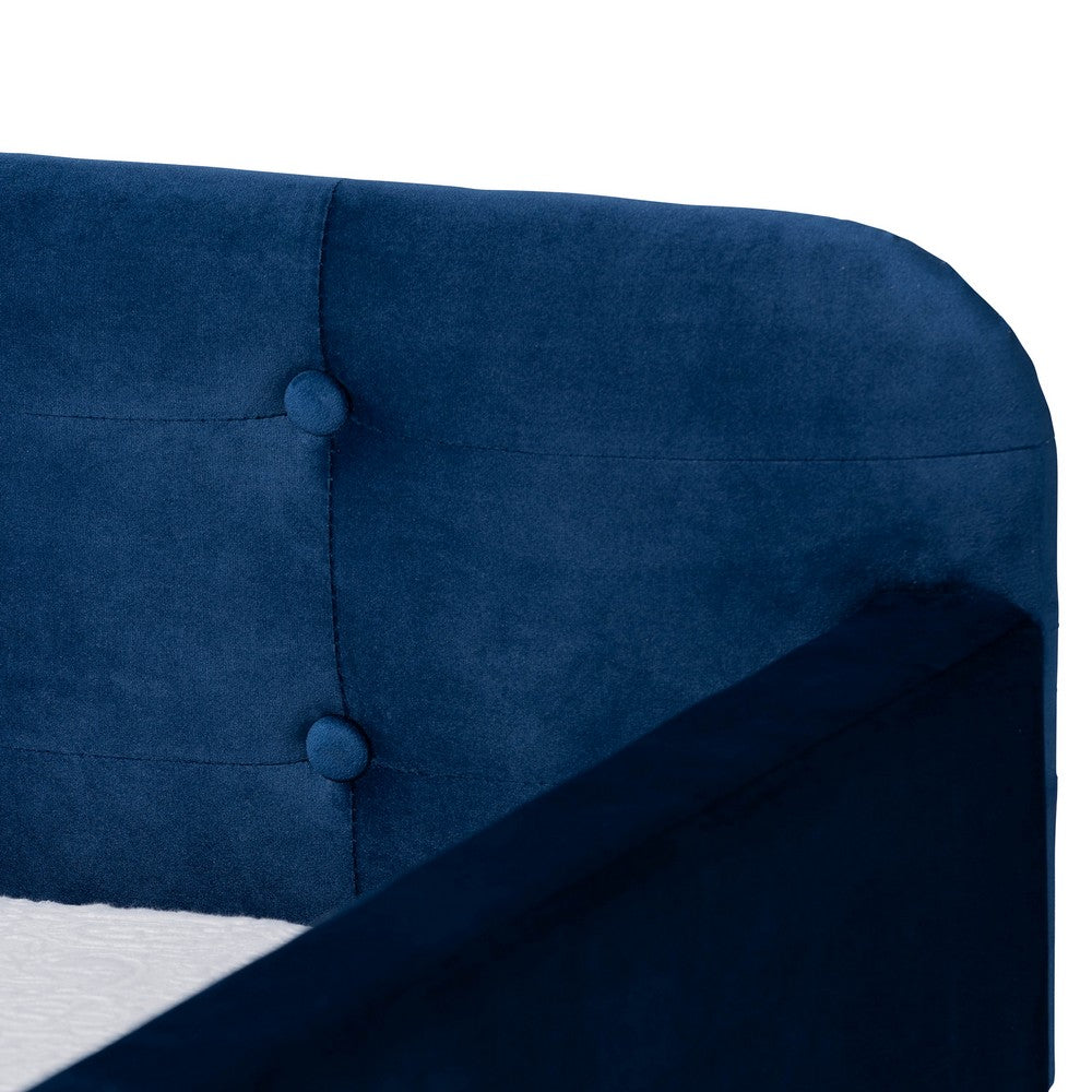 Baxton Studio - Jona Twin Size Daybed with Trundle in Navy Blue - CF9183-Navy Blue-Daybed-T/T view 6