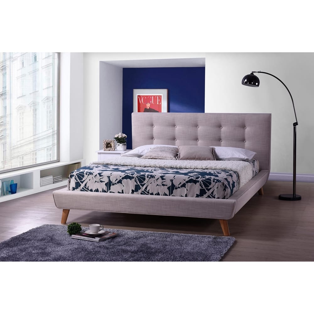 Baxton Studio - Jonesy Queen Size Bed in Beige - BBT6537-Queen-Beige view 4