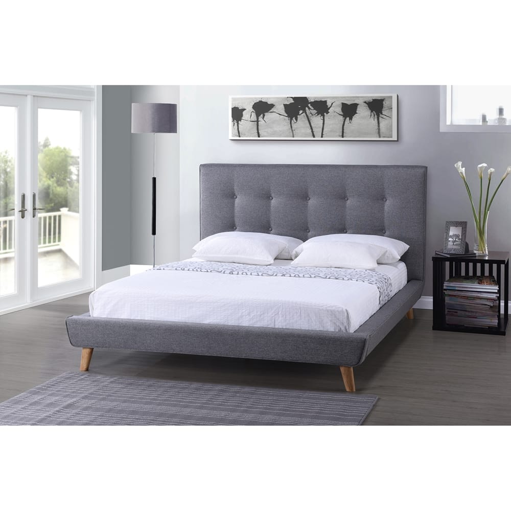 Baxton Studio - Jonesy Queen Size Bed in Grey - BBT6537-Queen-Grey view 4