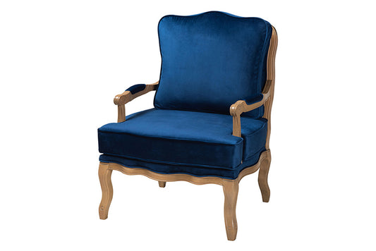 Baxton Studio - Jules Chair - BBT5470-Navy Blue/French Oak-Chair view 1
