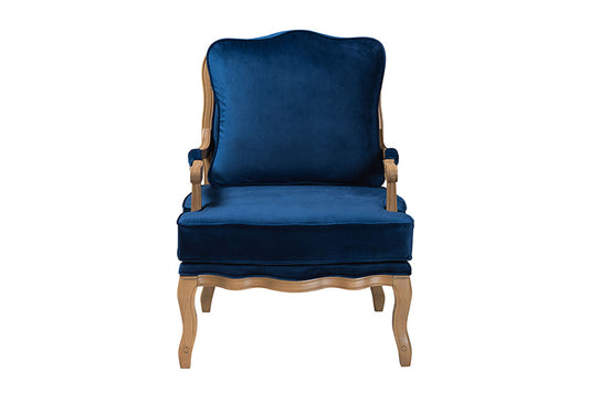 Baxton Studio - Jules Chair - BBT5470-Navy Blue/French Oak-Chair view 2