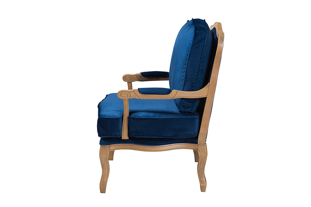 Baxton Studio - Jules Chair - BBT5470-Navy Blue/French Oak-Chair view 3