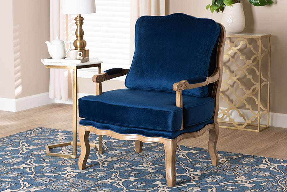 Baxton Studio - Jules Chair - BBT5470-Navy Blue/French Oak-Chair view 5