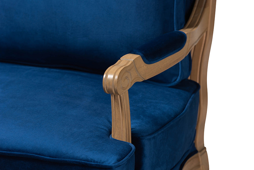 Baxton Studio - Jules Chair - BBT5470-Navy Blue/French Oak-Chair view 7