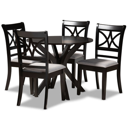 Baxton Studio - Julia Dining Set in Grey/Dark Brown - Julia-Grey/Dark Brown-5PC Dining Set view 1