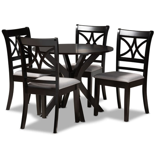 Baxton Studio - Julia Dining Set in Grey/Dark Brown - Julia-Grey/Dark Brown-5PC Dining Set view 1