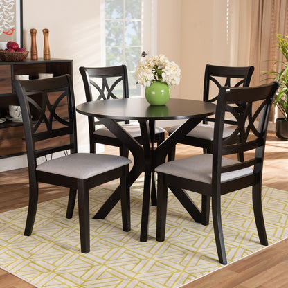 Baxton Studio - Julia Dining Set in Grey/Dark Brown - Julia-Grey/Dark Brown-5PC Dining Set view 7