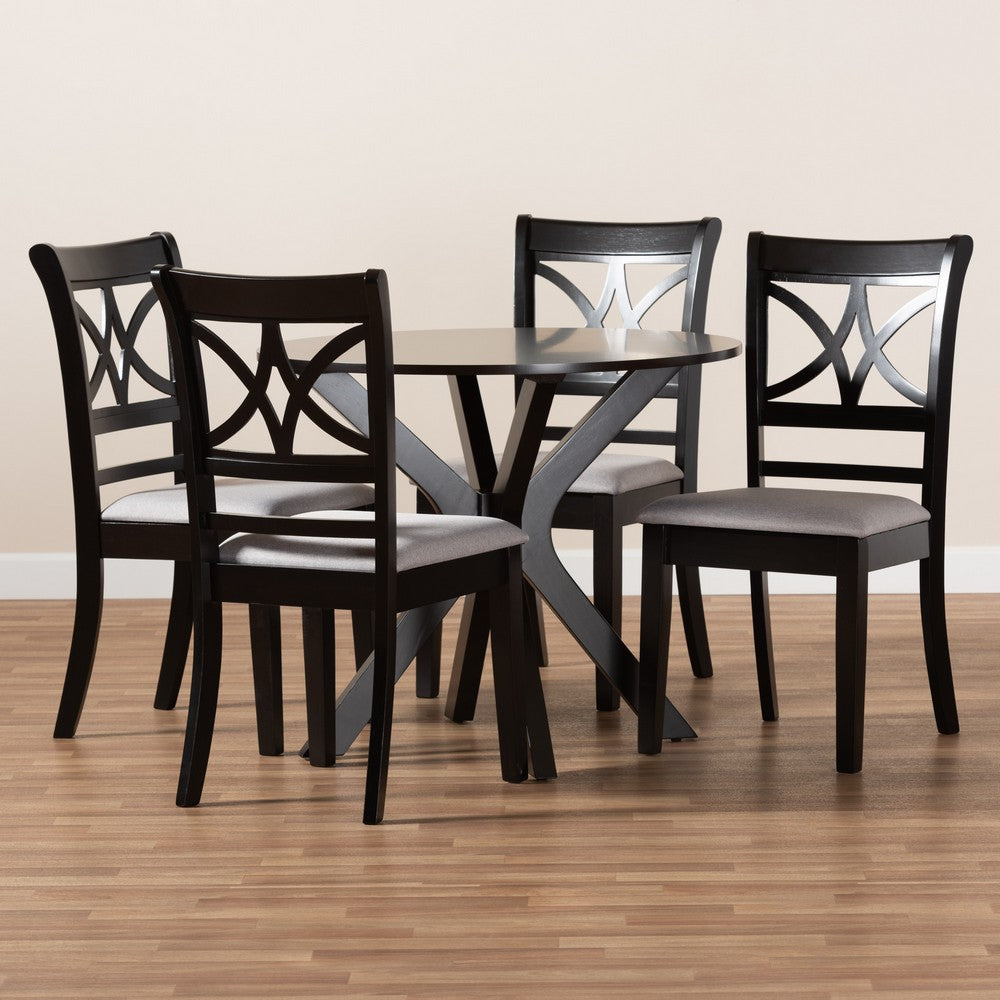 Baxton Studio - Julia Dining Set in Grey/Dark Brown - Julia-Grey/Dark Brown-5PC Dining Set view 8