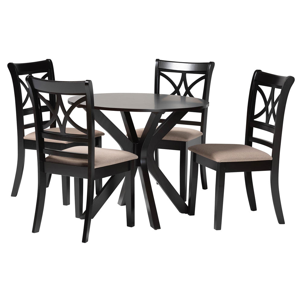 Baxton Studio - Julia Dining Set in Sand/Dark Brown - Julia-Sand/Dark Brown-5PC Dining Set view 1