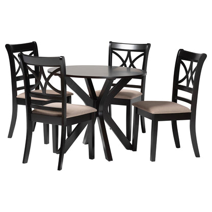 Baxton Studio - Julia Dining Set in Sand/Dark Brown - Julia-Sand/Dark Brown-5PC Dining Set view 1