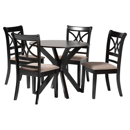 Baxton Studio - Julia Dining Set in Sand/Dark Brown - Julia-Sand/Dark Brown-5PC Dining Set view 1