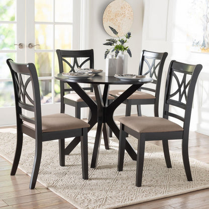 Baxton Studio - Julia Dining Set in Sand/Dark Brown - Julia-Sand/Dark Brown-5PC Dining Set view 8