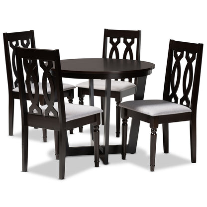 Baxton Studio - Julie Dining Set in Grey/Dark Brown - Julie-Grey/Dark Brown-5PC Dining Set view 1