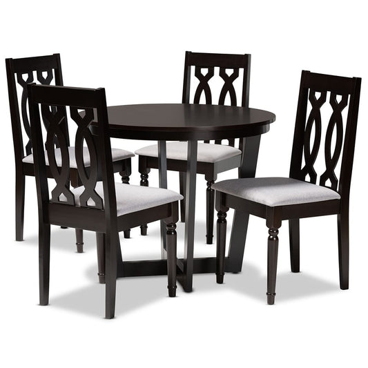 Baxton Studio - Julie Dining Set in Grey/Dark Brown - Julie-Grey/Dark Brown-5PC Dining Set view 1