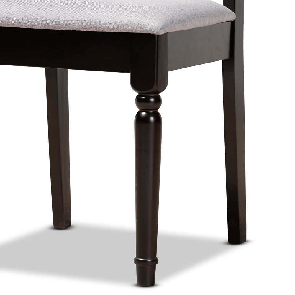 Baxton Studio - Julie Dining Set in Grey/Dark Brown - Julie-Grey/Dark Brown-5PC Dining Set view 6