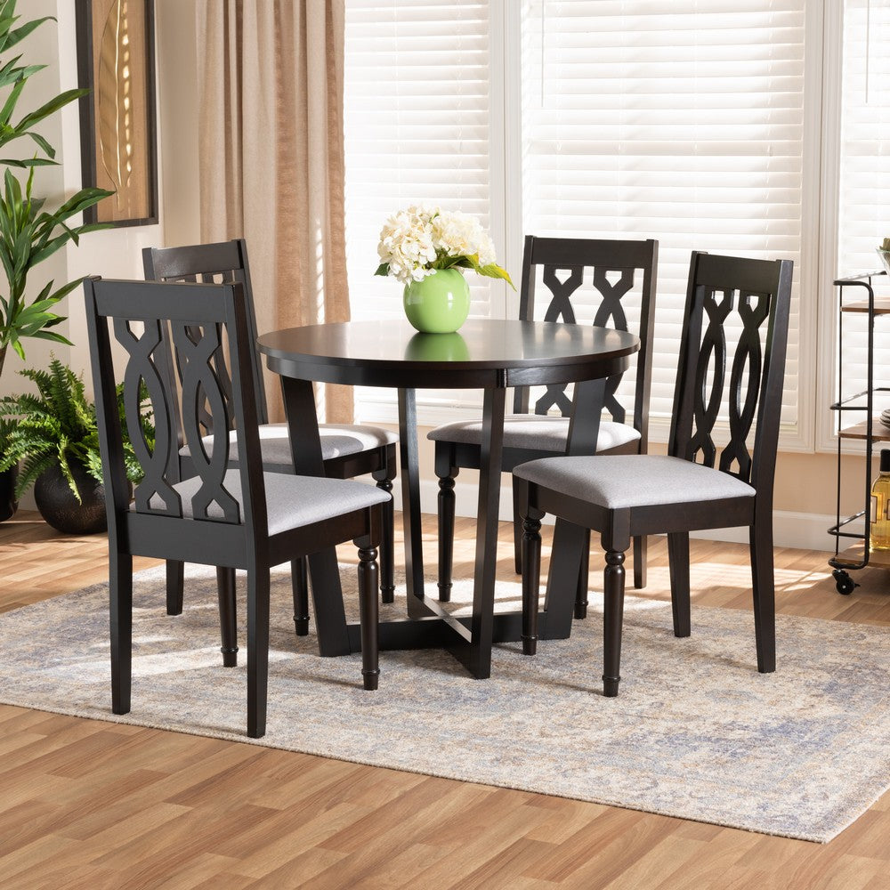 Baxton Studio - Julie Dining Set in Grey/Dark Brown - Julie-Grey/Dark Brown-5PC Dining Set view 7