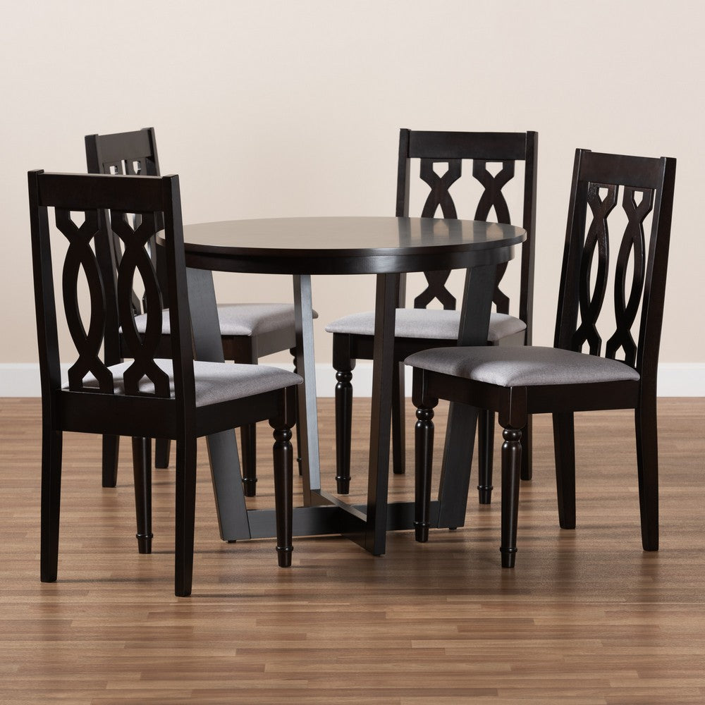 Baxton Studio - Julie Dining Set in Grey/Dark Brown - Julie-Grey/Dark Brown-5PC Dining Set view 8
