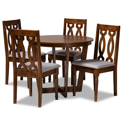 Baxton Studio - Julie Dining Set in Grey/walnut brown - Julie-Grey/Walnut-5PC Dining Set view 1