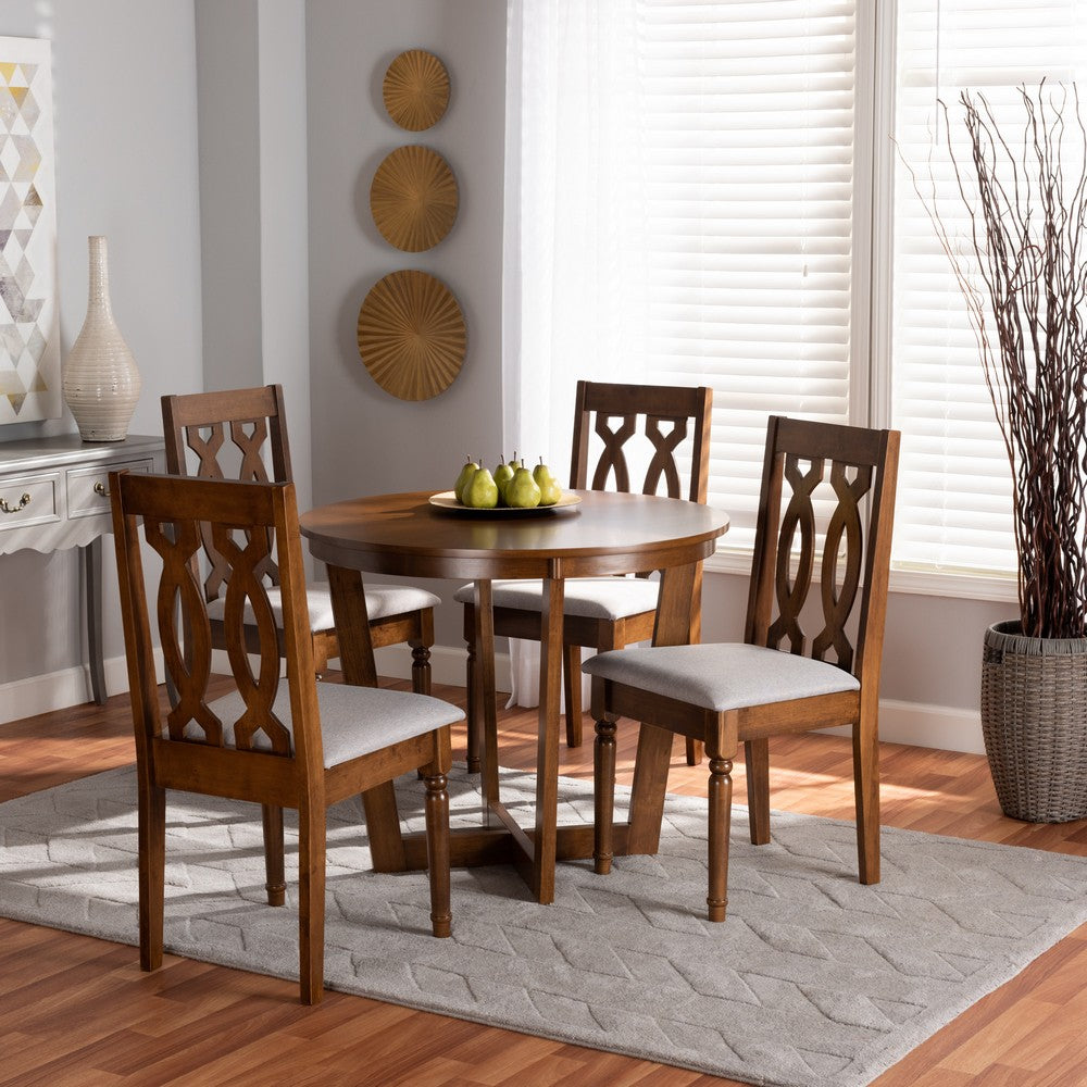 Baxton Studio - Julie Dining Set in Grey/walnut brown - Julie-Grey/Walnut-5PC Dining Set view 7