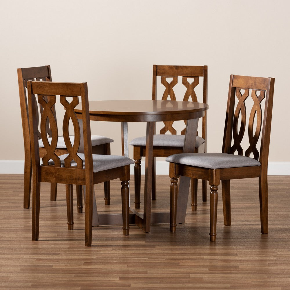 Baxton Studio - Julie Dining Set in Grey/walnut brown - Julie-Grey/Walnut-5PC Dining Set view 8